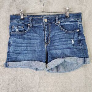 Womens Aeropostale Blue Denim Cuffed Cut-off Shorts Size 4